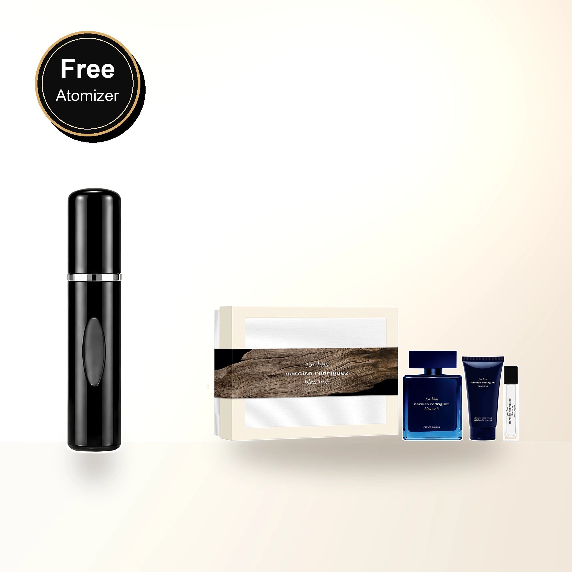 Narciso Rodriguez For Him Bleu Noir 3 Pcs Set: 3.3 Eau De Parfum Spray + 0.33 Eau De Parfum Spray + 1.6 Body Lotion with free atomizer bonus image