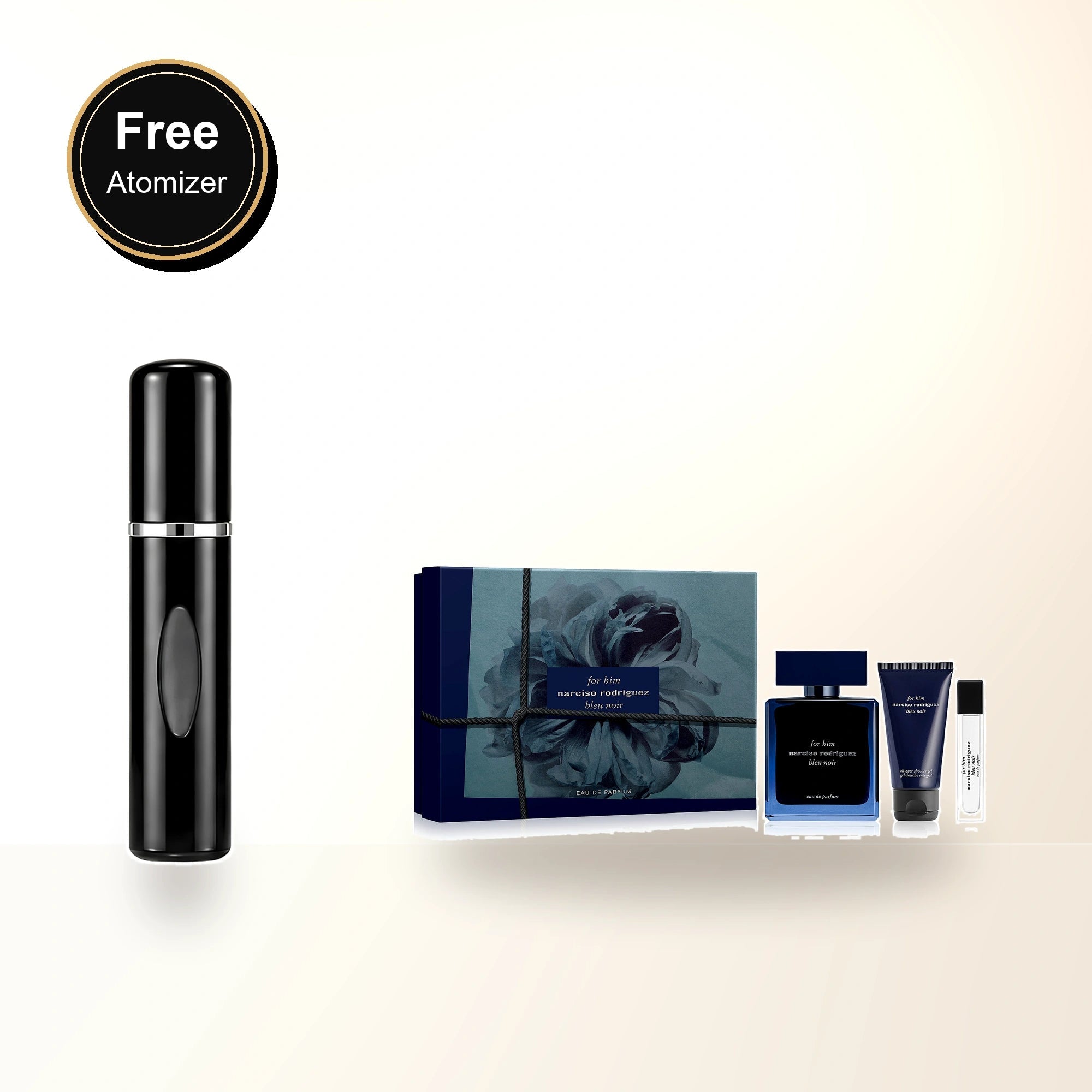 Narciso Rogriguez Bleu Noir 3 Pcs Set For Men: 3.3 Eau De Parfum Spray + 0.33 Eau De Parfum Spray + 1.6 All-over Shower Gel with free atomizer bonus image