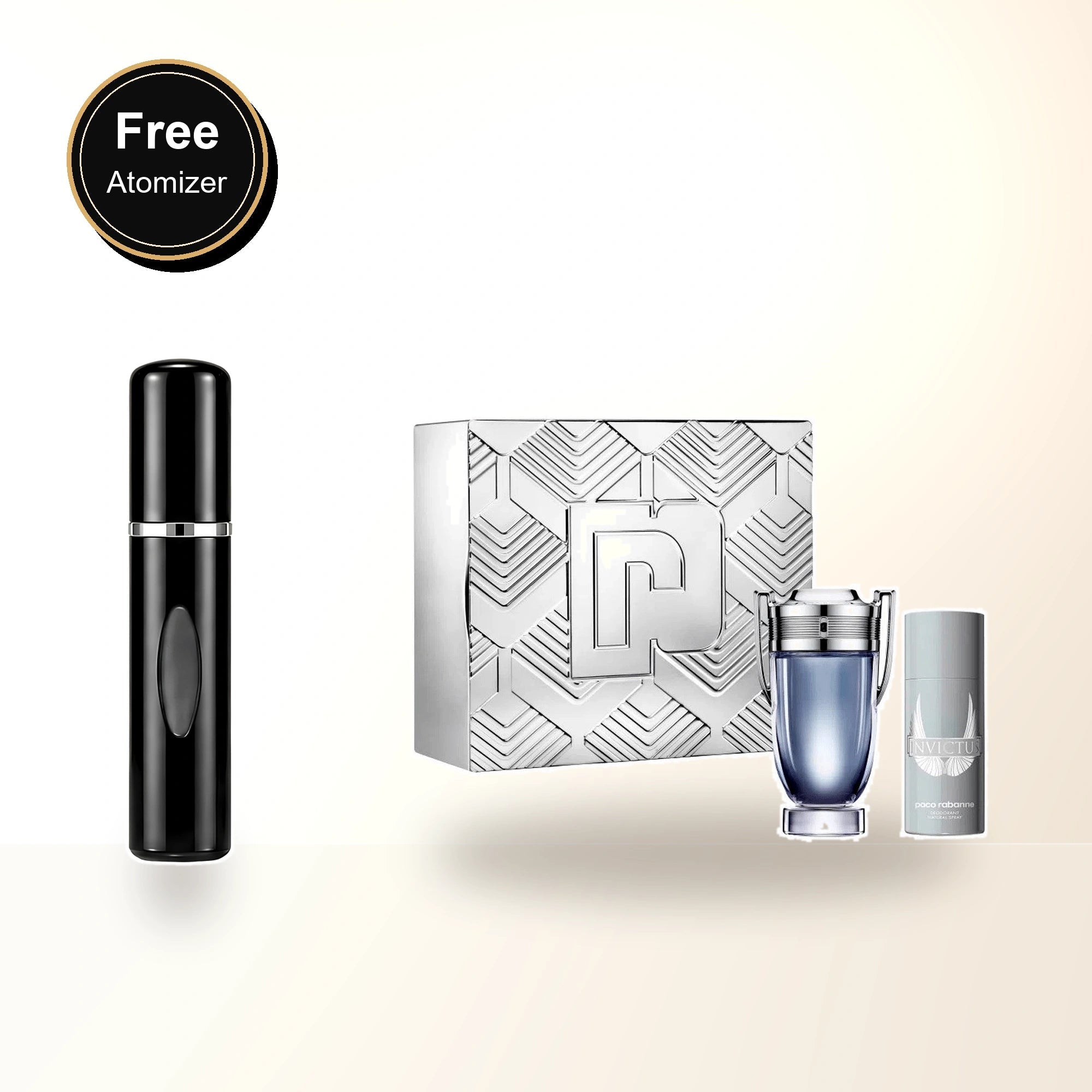 Paco Rabanne Invictus 2 Pcs Set For Men: 6.8 Eau De Toilette Spray + 5.1 Deodorant Spray with free atomizer bonus image