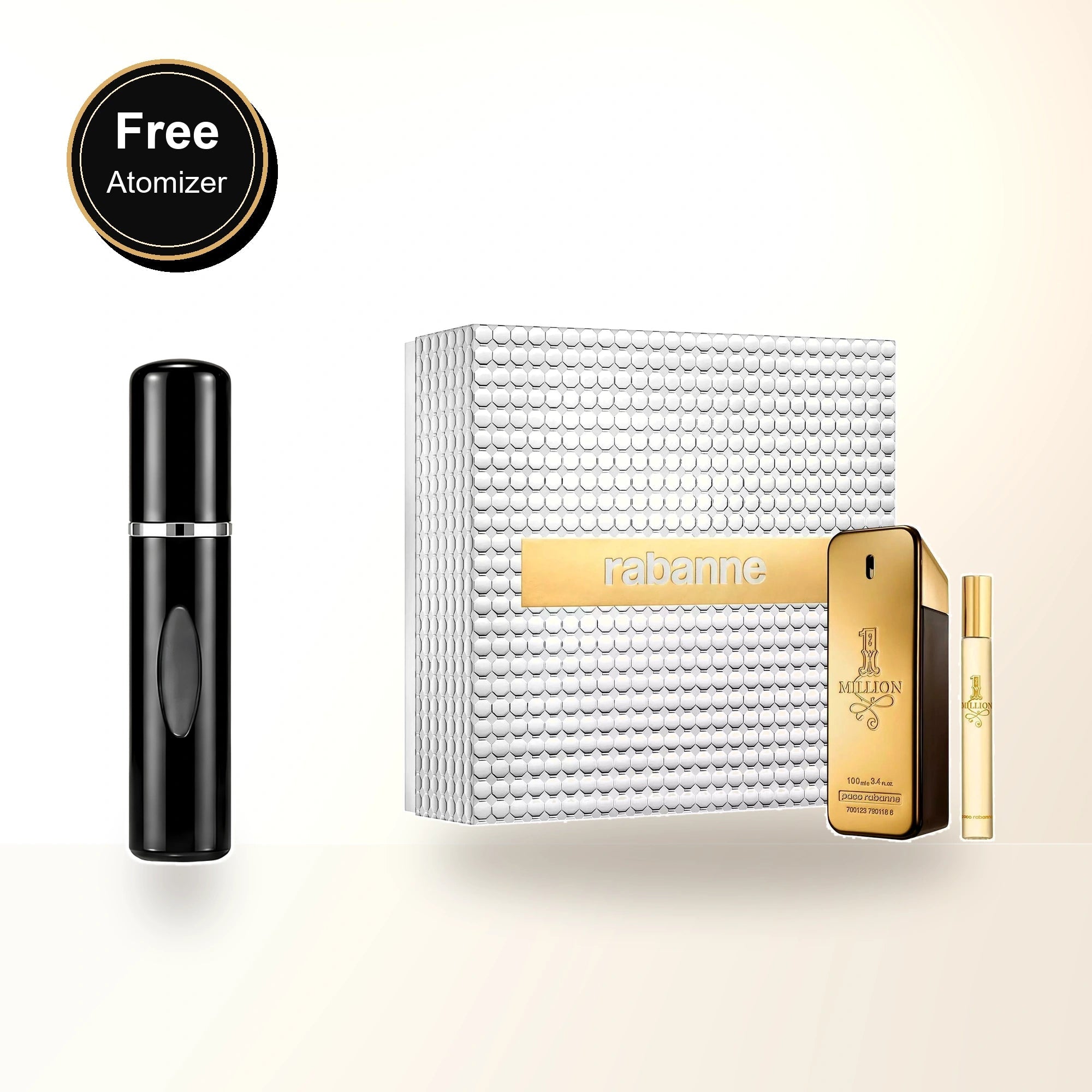 Paco Rabanne One Million 2 Pcs Set For Men: 3.4 Eau De Toilette Spray + 0.68 Eau De Toilette Spray with free atomizer bonus image