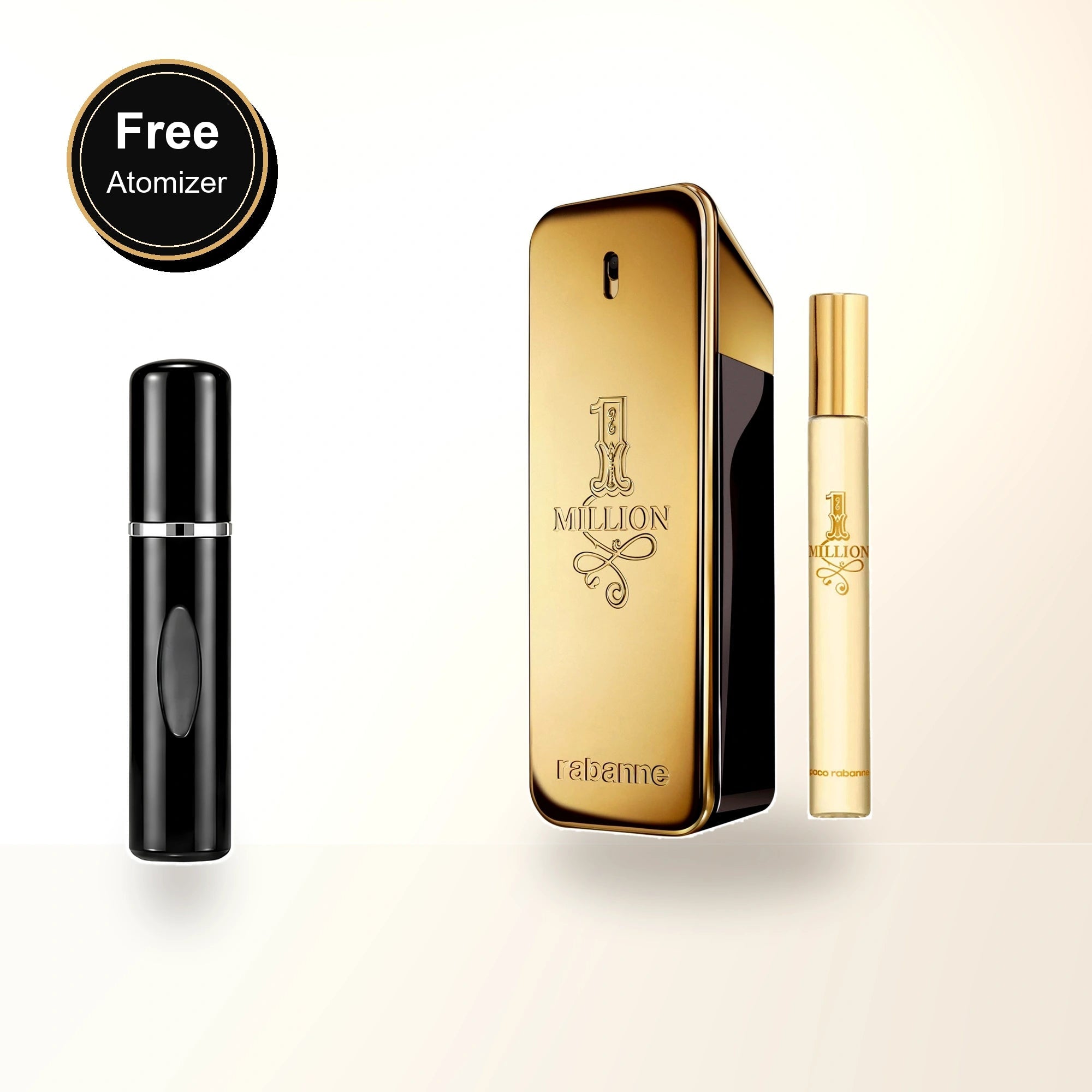 Paco Rabanne One Million 2 Pcs Set For Men: 6.7 Eau De Toilette Spray + 0.33 Oz Eau De Toilette Spray. with free atomizer bonus image