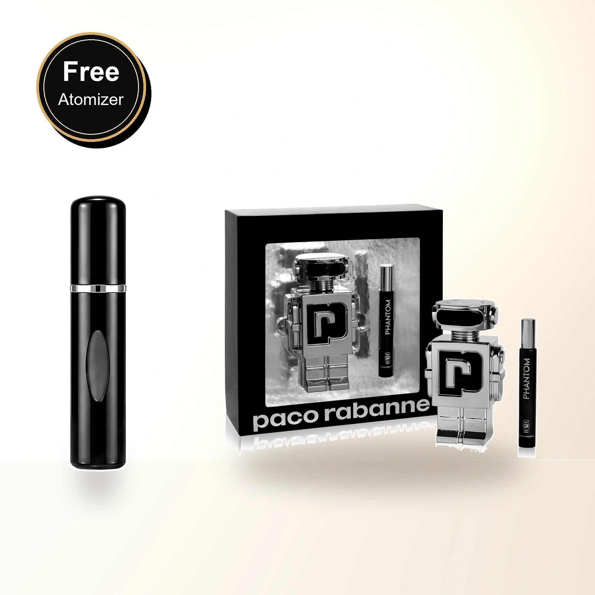 Paco Rabanne Phantom 2 Pcs Set For Men: 5.1 Eau De Toilette Spray + 0.33 Eau De Toilette Spray with free atomizer bonus image