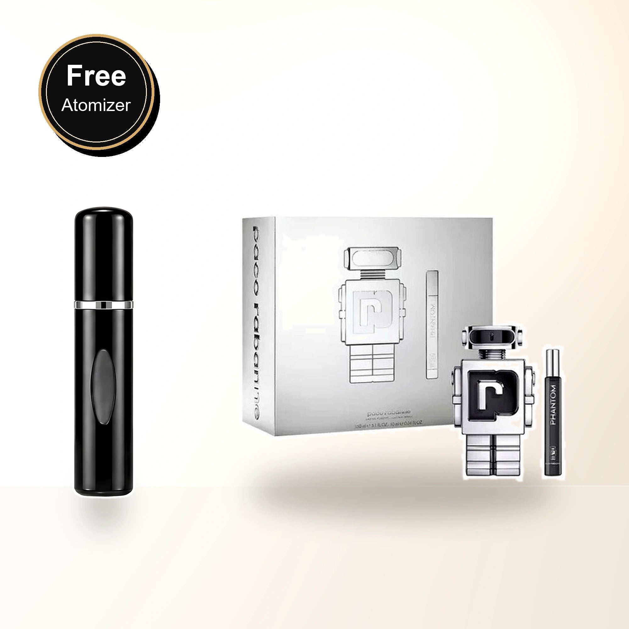 Paco Rabanne Phantom 2 Pcs Set For Men: 5.1 Eau De Toilette Spray + 0.34 Eau De Toilette Spray with free atomizer bonus image