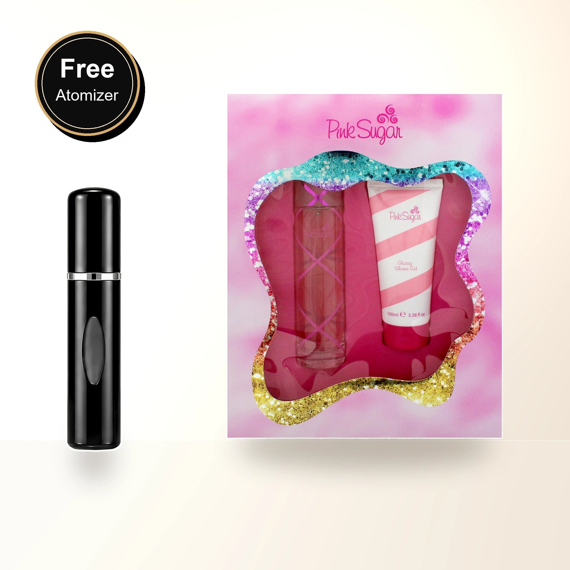 Pink Sugar 2 Pcs Set For Women: 3.4 Eau De Toilette Spray + 3.4 Shower Gel with free atomizer bonus image
