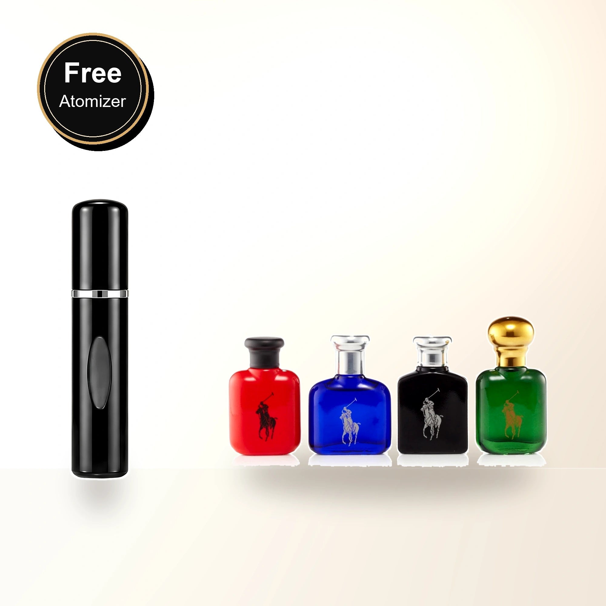 Polo Collection 4 Pcs Set For Men: Polo Green 0.5 Eau De Toilette + Polo Blue 0.5 Eau De Toilette + Polo Red 0.5 Eau De Toilette + Polo Black 0.5 Eau De Toilette with free atomizer bonus image