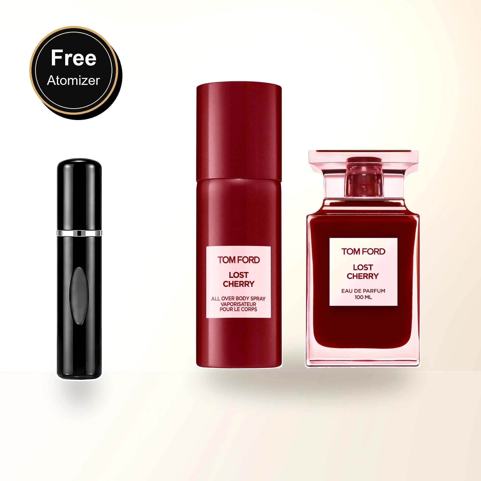 Tom Ford Lost Cherry 2 Pcs Set: 3.4 Eau De Parfum Spray + 4 Oz All Over Body Spray with free atomizer bonus image