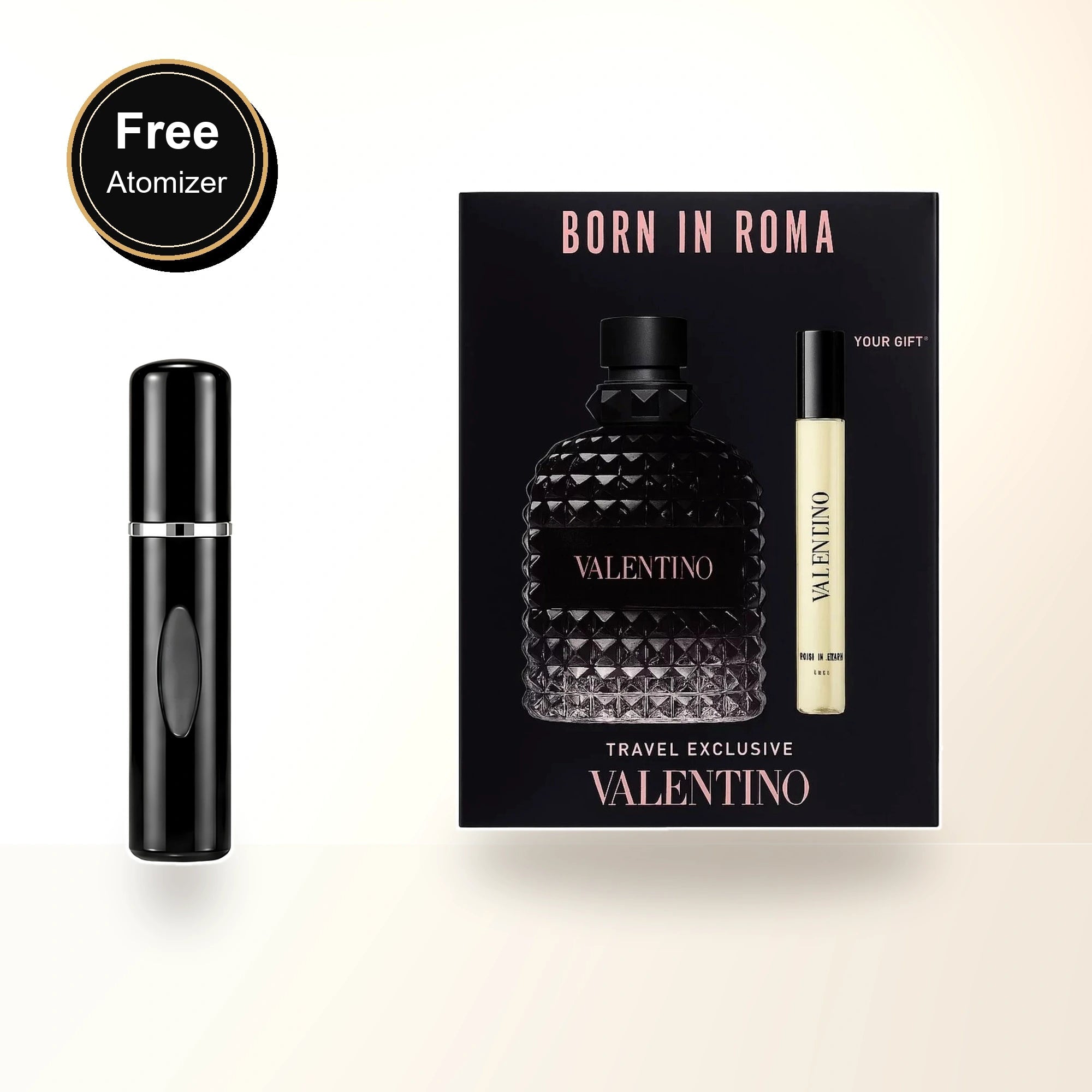 Valentino Uomo Born In Roma 2 Pcs Set For Men: 3.4 Eau De Toilette Spray + 0.33 Eau De Toilette Spray with free atomizer bonus image