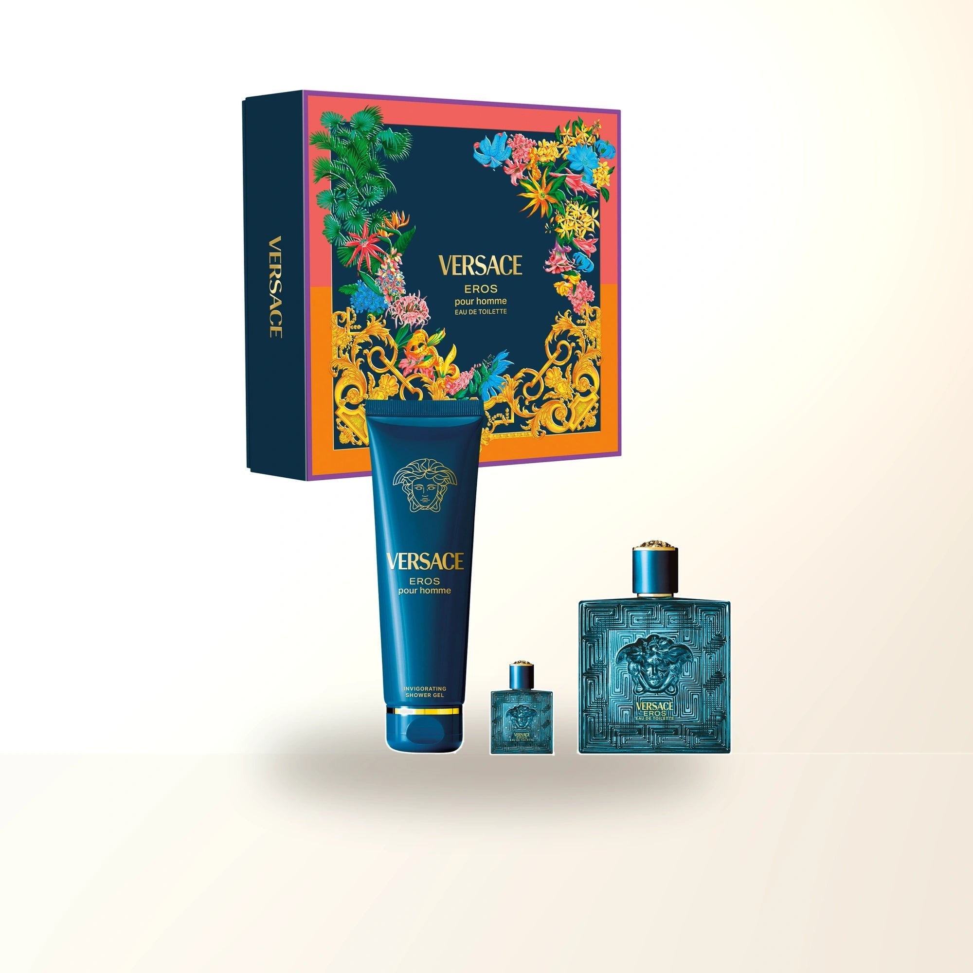 Versace Eros 3 Pcs Set For Men: 3.4 Eau De Toilette Spray + 5 Ml Eau De Toilette Mini + 5 Oz Shower Gel. main product image