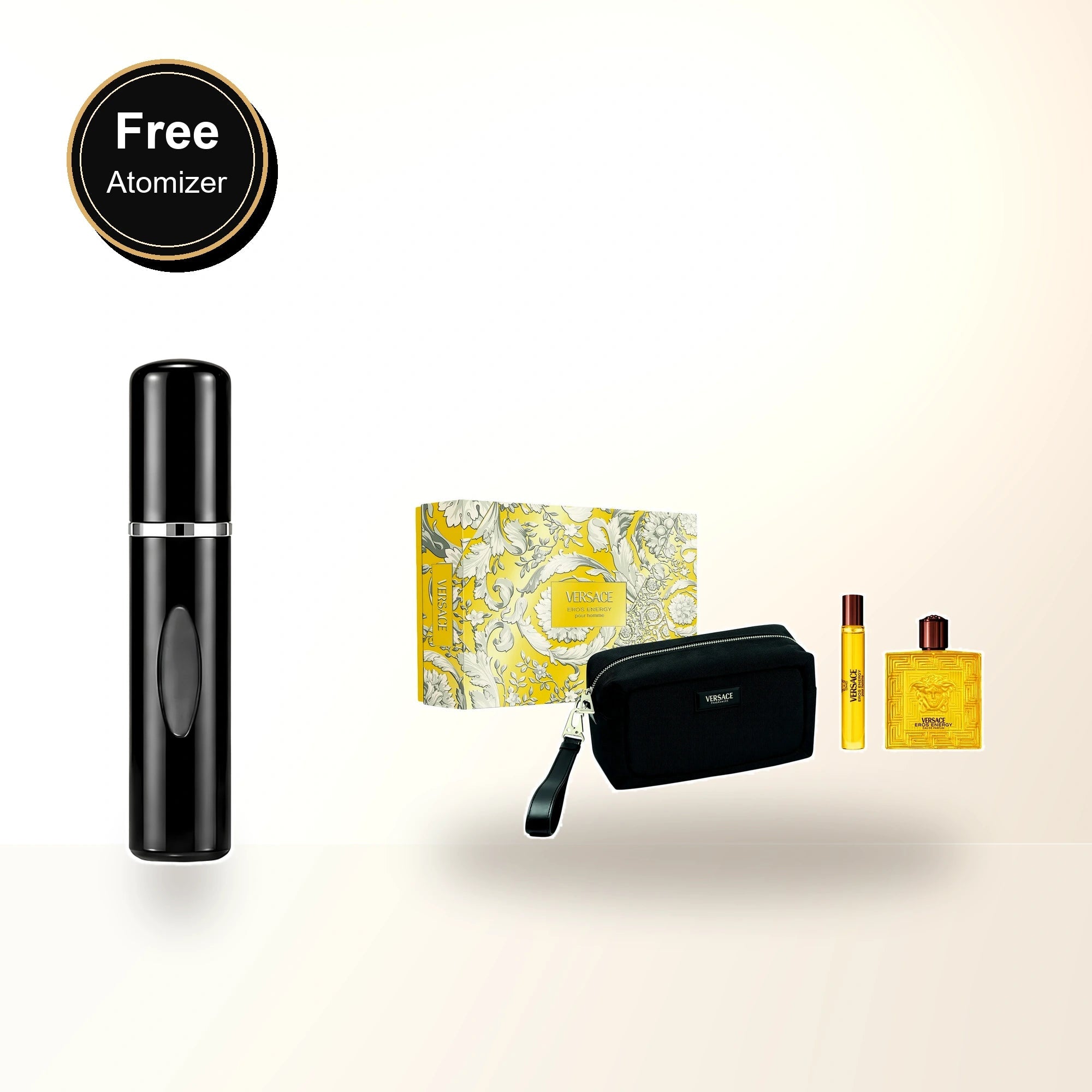 Versace Eros Energy 3 Pcs Set For Men: 3.4 Eau De Parfum Spray + 0.3 Eau De Parfum Spray + Pouch with free atomizer bonus image