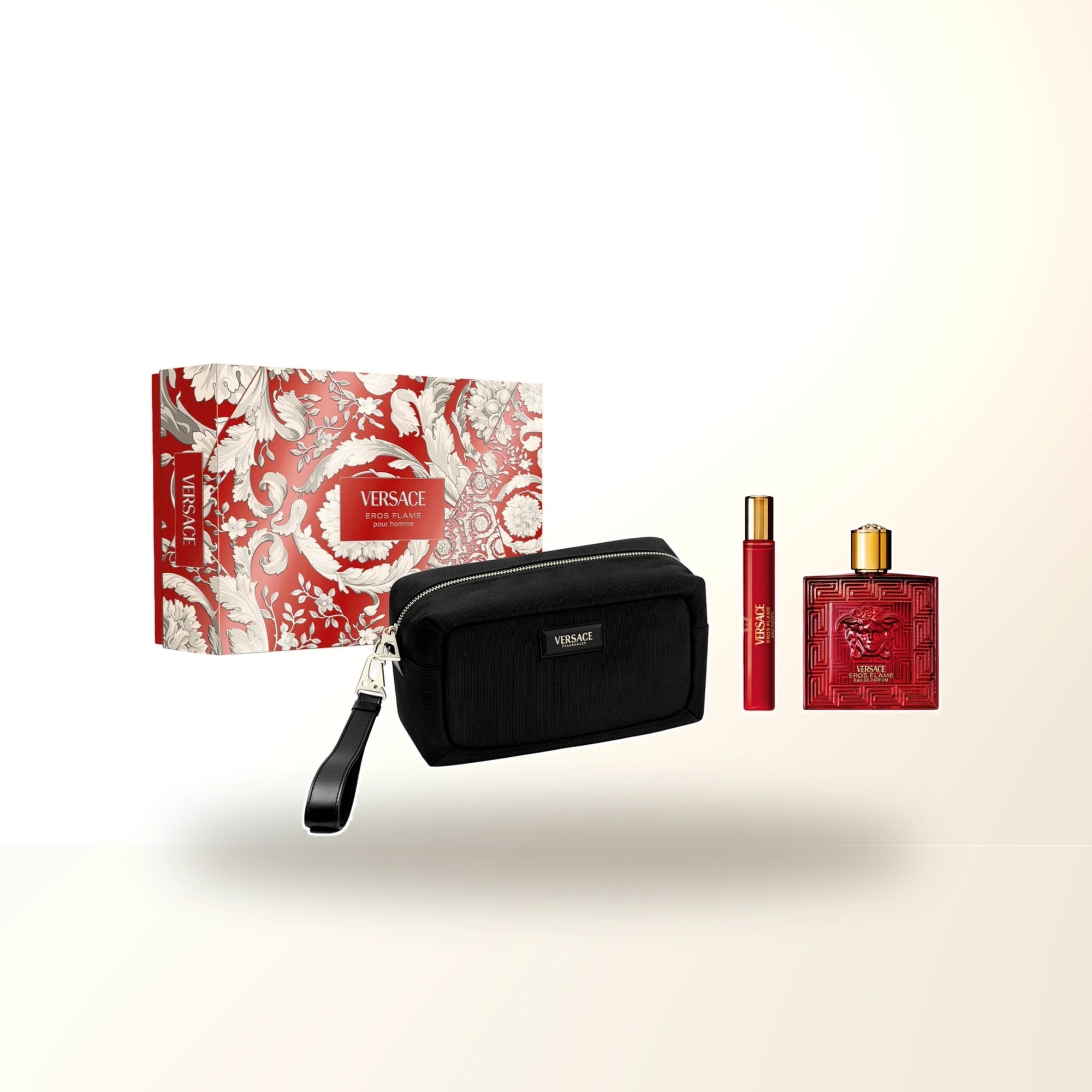 Versace Eros Flame 3 Pcs Set For Men: 3.4 Eau De Parfum Spray + 0.3 Eau De Parfum Spray + Pouch main product image