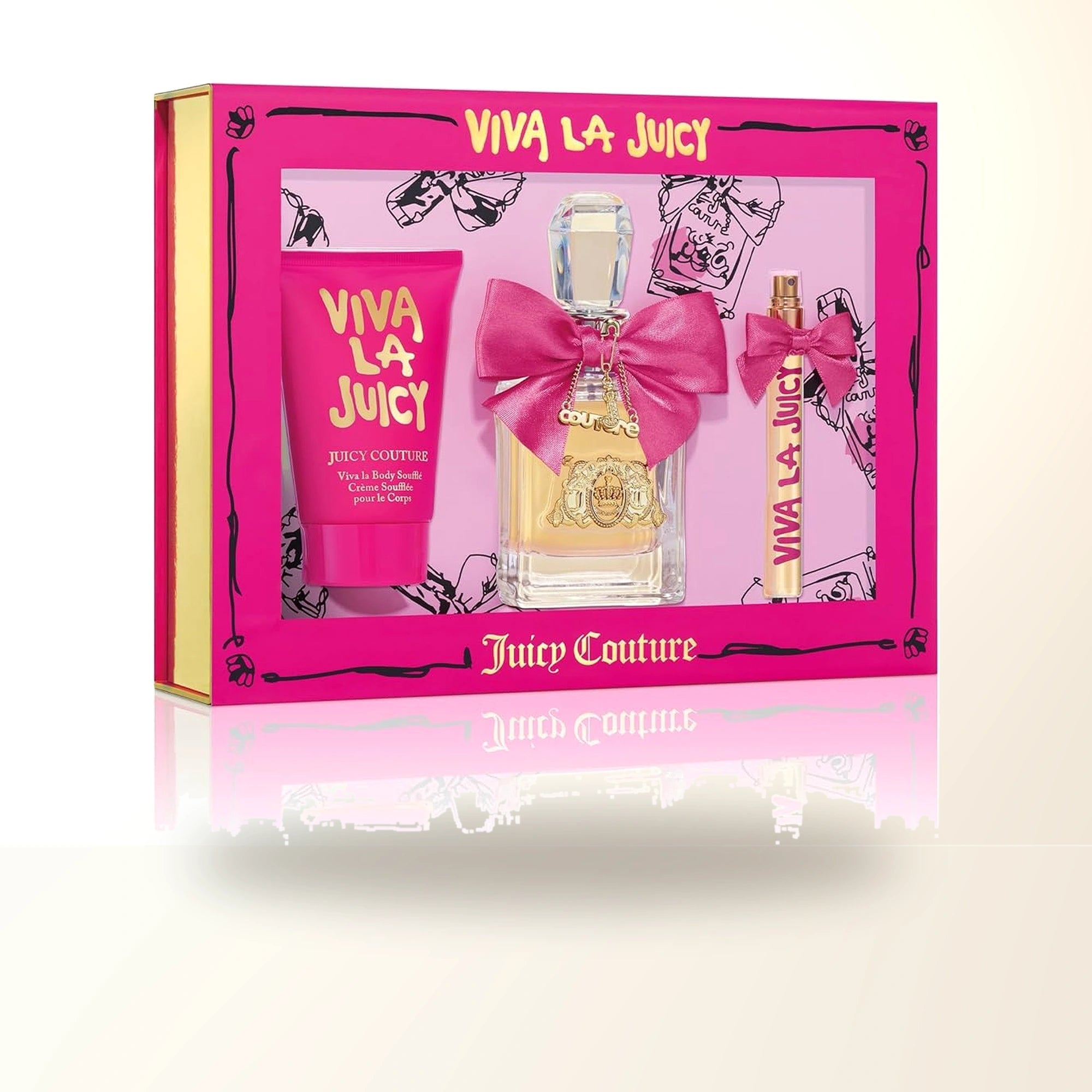 Viva La Juicy 3 Pcs Set For Women: 3.4 Eau De Parfum Spray + 0.33 Eau De Parfum Spray + 4.2 Body Souffle. main product image
