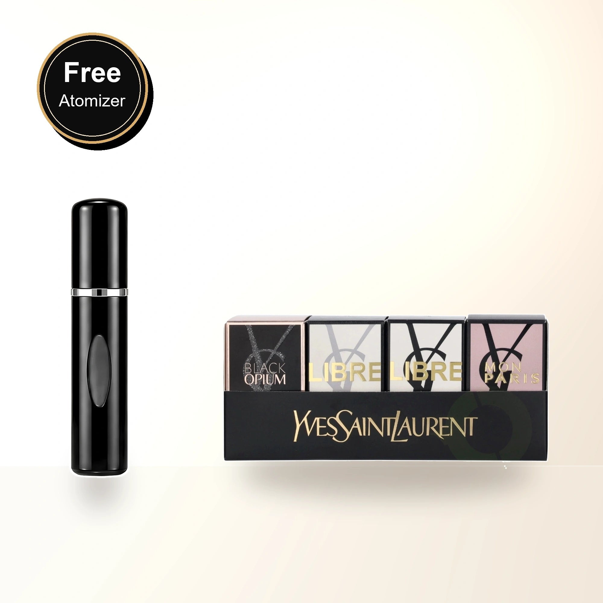 Ysl 4 * 7.5 Ml Eau De Parfum Mini Set For Women: Black Opium + Libre + Libre Intense + Mon Paris with free atomizer bonus image