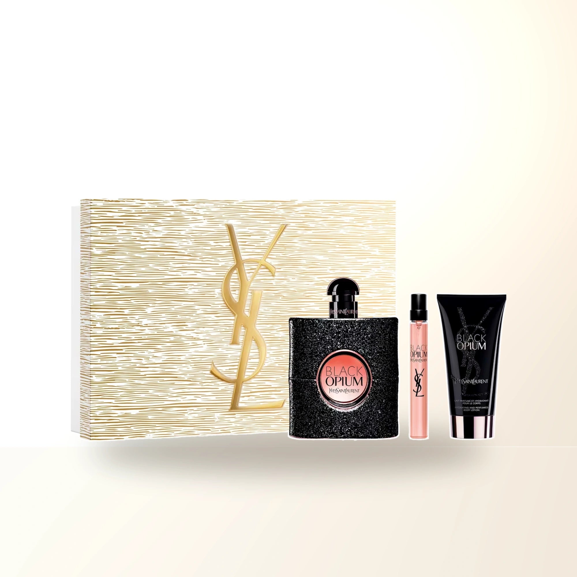Ysl Black Opium 3 Pcs Set For Women: 3 Oz Eau De Parfum Spray + 0.33 Eau De Parfum Spray + 1.6 Body Lotion. main product image